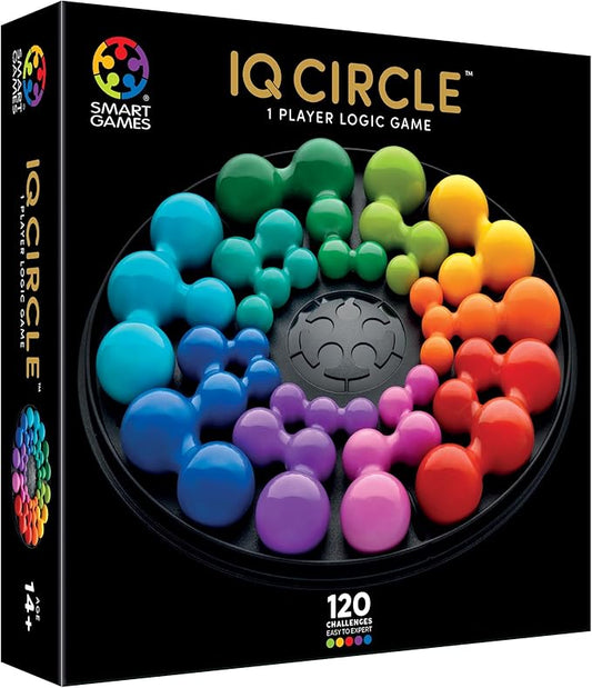 SmartGames IQ Deluxe: Circle - A New IQ Series in a Sleek Travel Case Featuring 120 Challenges for Ages 14 - Adult