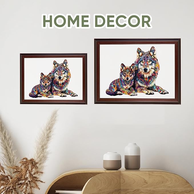 Ruikiyart Wooden Puzzles for Adults, 5MM 500 Pieces Wolf Family Wooden Jigsaw Puzzles, Animal Unique Shaped Puzzle Gifts for Adults and Kids on Thanksgiving,Family Puzzle Games (20.5"*16.1")