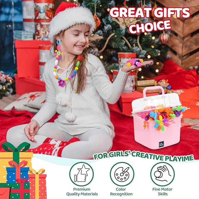 NIDOOT 550Pc+ Pop Beads Jewelry Making kit for Girls 4-6，Arts and Crafts for Kids Ages 4-8，Toys for 3 4 5 6 Years Old Girl Birthday Christmas Gifts Ideas, Bracelet Necklace Ring Snap Bead Set