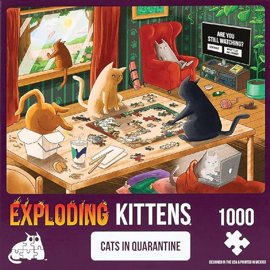 Cats in Quarantine Jigsaw Puzzle by Exploding Kittens - 1000 Pieces Jigsaw Puzzle for Adults, Teens, and Kids - Cat Puzzle, Funny Puzzle, Art Puzzle