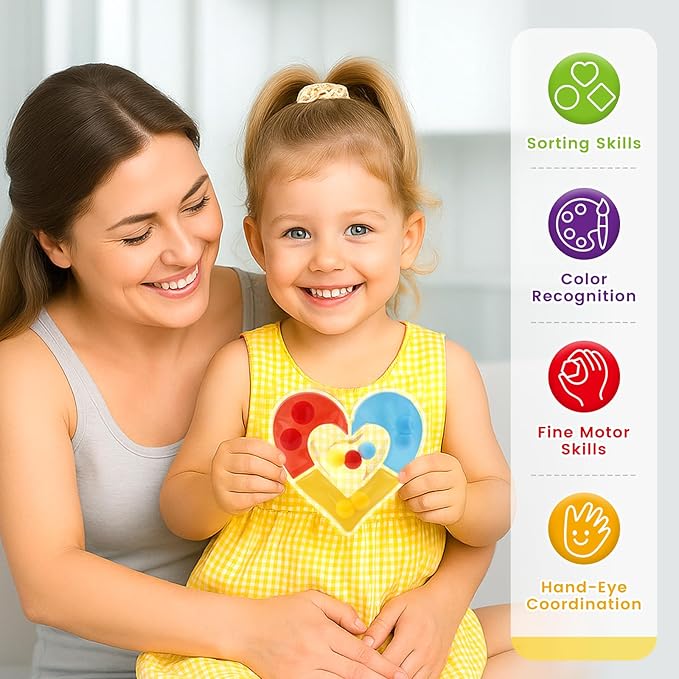 LovesTown 6PCS Color Sorting Toys, Matching Games for Toddlers Different Shapes Sensory Fidget Toys for Kids with Autism Airplane Travel Birthday Christmas Classroom Rewards