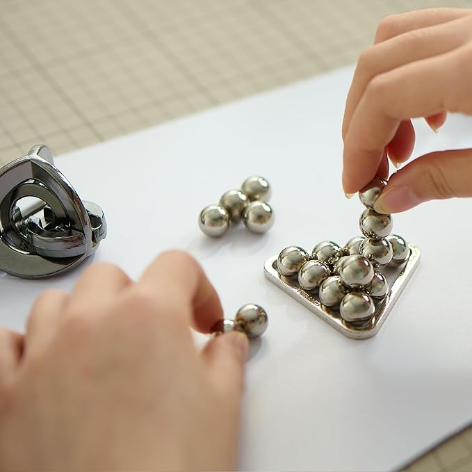 Brain Teaser Puzzles- 3 PCS Metal Puzzles Kit Metal Cast Puzzle Games Toys Unlock Interlock Puzzles Box Mind IQ Logic Test Disentanglement Games Toys for 15+ Adults Office Supplies WP140B