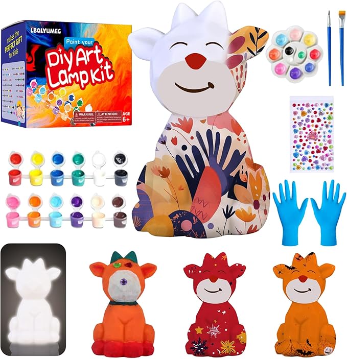 Paint Your Own Deer Lamp Kit,Art Supplies Arts and Crafts for Kids Ages 8-12,Girls 8-12,Night Light Kids Crafts Ages 4-8,Birthda Gift (Deer)