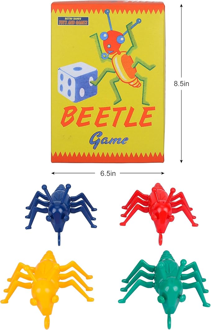 Classic Retro Beetle Dice Game – Educational Bug Building Board Game for Kids & Adults | Family Party Toy | Preschool Learning Insect Game | Ages 3+ | 2-4 Players