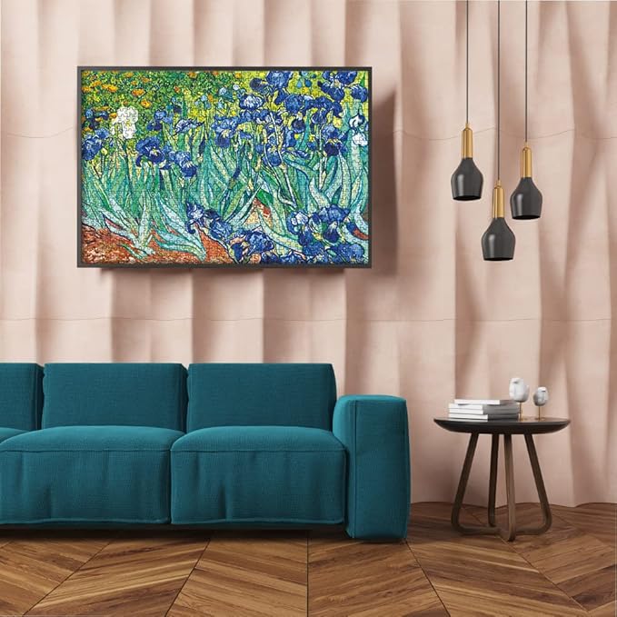 MaxRenard Game Jigsaw Puzzle 1000 Pieces for Adult Oil Painting Collection Irises by Vincent Willem Van Gogh Famous Artwork Pieces Fit Together Perfectly