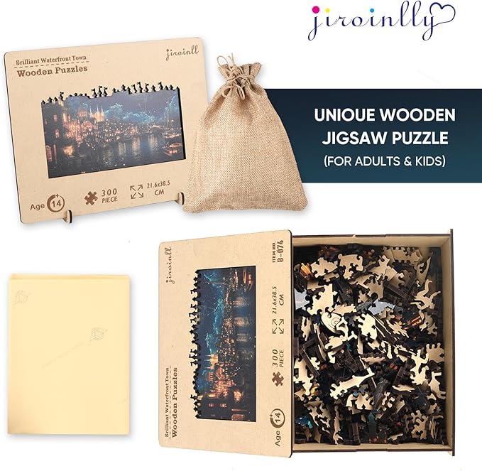 Wooden Puzzles for Adults 500 Piece, Hard Impossible Puzzles for Adults, Unique Shaped Landscape Painting Challenge Puzzle, Exquisite Packaging, Best Gifts for Family Friends, Brain Games
