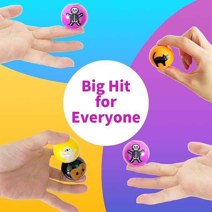24 Pcs Halloween Mini Fidget Spinners Ball Toys for Kids Adults Halloween Trick or Treat Goodie Bag Fillers Treasure Box Toys for Boys Girls Halloween Party Favors Classroom Prizes