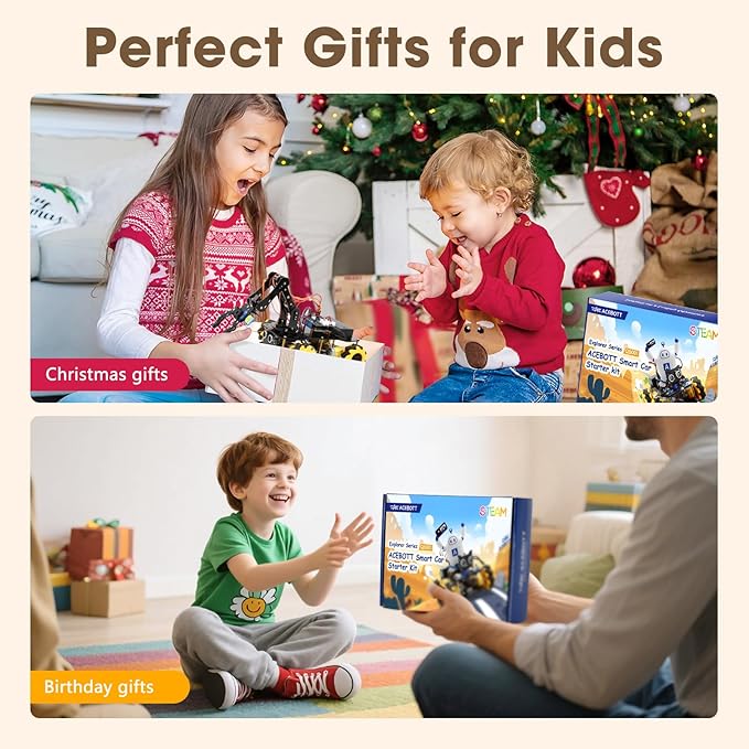 Robotics for Kids Ages 8-12, ACEBOTT Smart Robot Arm Car Kit with 5DOF, STEM Toys for Boys Age 8-12, ESP32 Arduino/Python Coding, App & Remote Control, STEM Gift for Teens & Adults