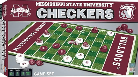 Masterpieces Family Game - NCAA Mississippi State Bulldogs Checkers - Officially Licensed Board Game for Kids & Adults