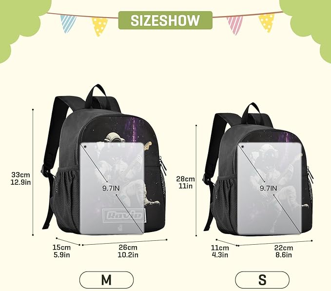 Guitar Astronaut Toddler Backpack for Boys Girls 3-6 Bookbag for Preschool Small Kindergarten Elementary Backpackss for Kids for Travel