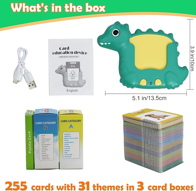 MAYAPHILOS English Talking Flash Cards with 510 Sight Words, Pocket Speech Therapy Toys, Interactive Autism Sensory Toy, Eductional Toys Learn English for Kids