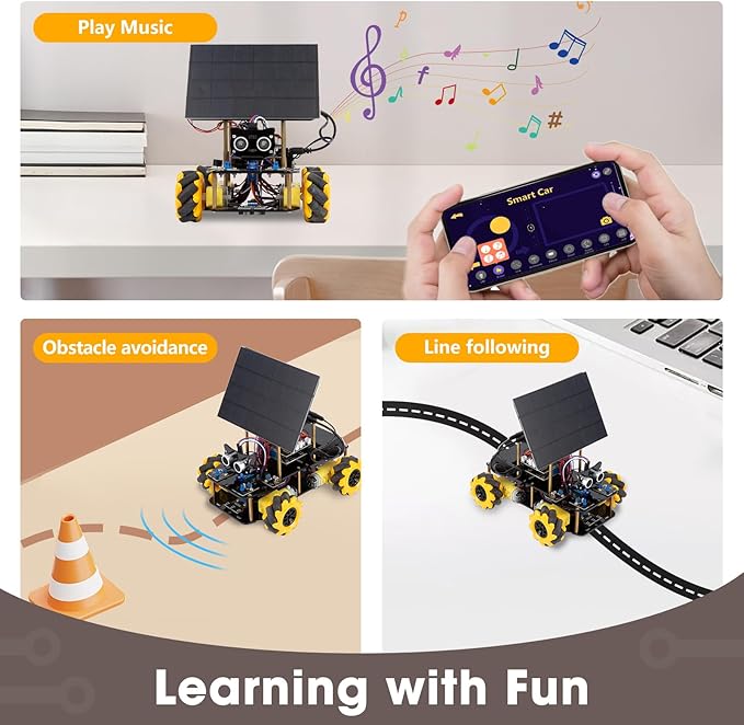 Robotics Kit for Kids Ages 8–12,ACEBOTT STEM Robot Car with Solar Powered,Compatible with Arduino & Scratch,STEM Toys for Boys Ages 8–12,App & Remote Control,Programmable ESP32,Gift for Boys and Girls