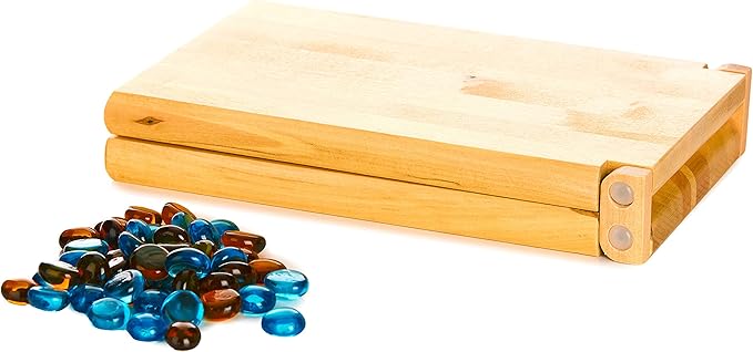 Family Traditions Mancala 2 Player Board Game, Fun Classic Table Game with Wooden Board and Deep Pockets for Mancala Gems, Popular Strategy Game for Adults & Kids, Ideal for Family Game Night, Travel