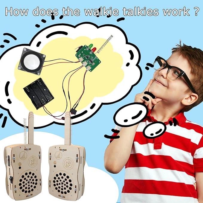STEM Toys for Kids DIY Walkie Talkies for Kids Age 8-14, Build Your Own Walkie Talkies STEM Kits, Electronic Circuits Projects Christmas Birthday Gifts