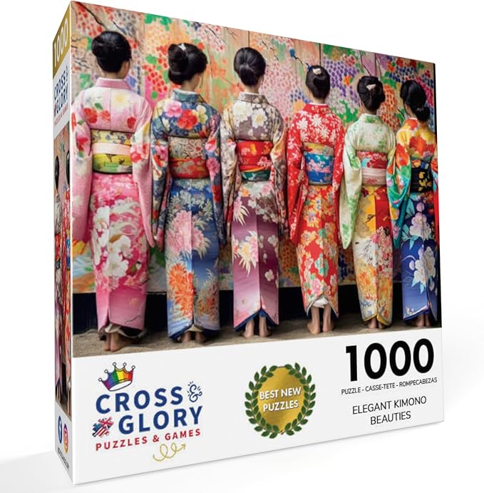 Cross & Glory - Elegant Kimono Beauties - 1000 Piece Artistic Jigsaw Puzzle for Adults | Vibrant Colors | Cultural Art | Premium Quality | Brain Exercise and Home Decor