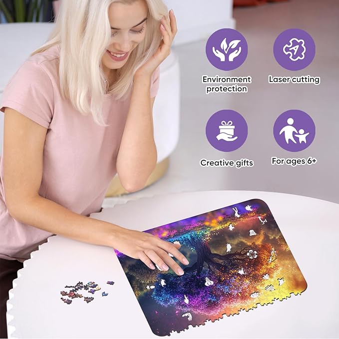 Wooden Puzzles for Adults 200 Pieces, Tree of Life Jigsaw Puzzles, Unique Shape Adult Puzzles, Irregular Wood Puzzles Creative for Adults Family Game (8.3x12 in)