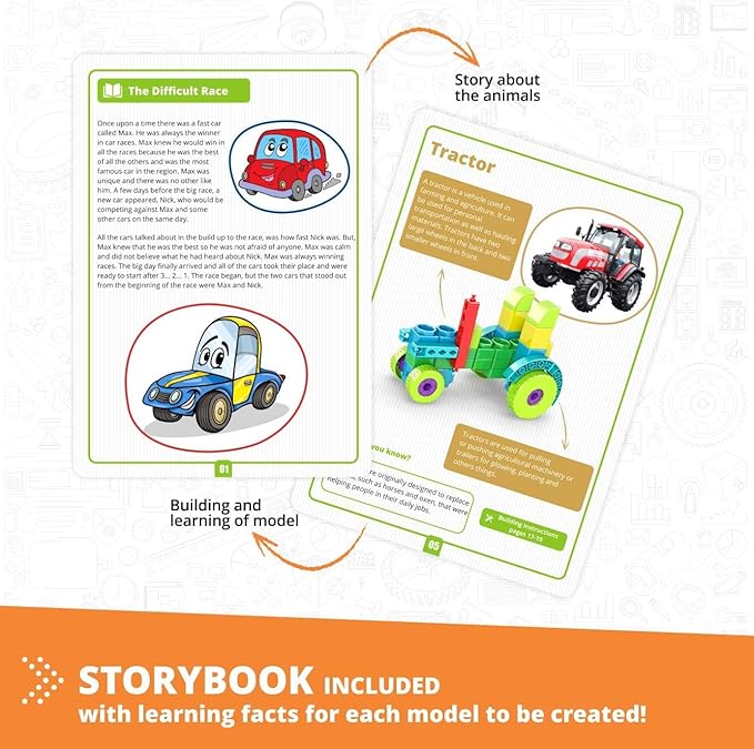 Engino STEAM Labs, Learning About Vehicles, STEAM Kit for Ages 3+, Building Blocks, STEM Kit for Girls & Boys, Learning & Education Toys, Kindergarden Toys (5 Models)