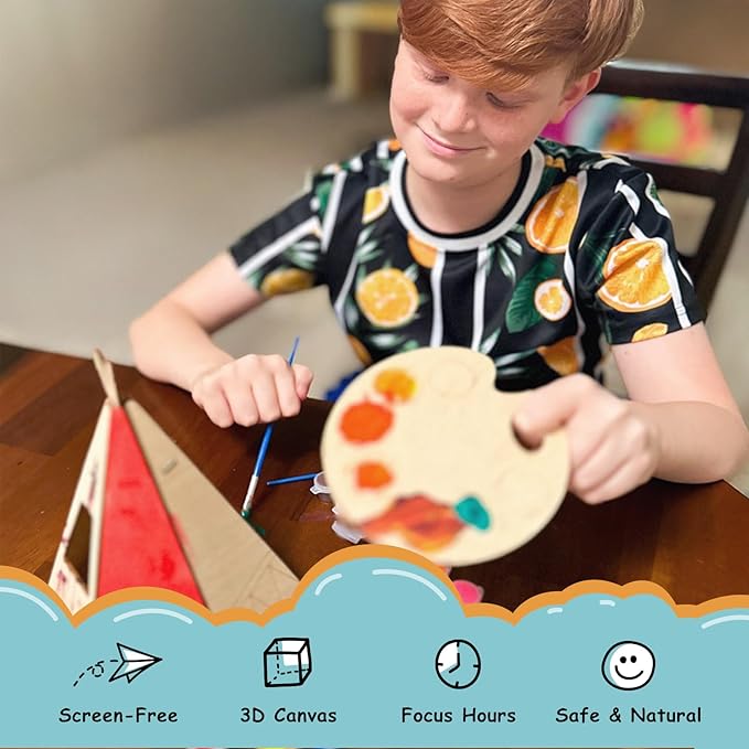 Chirpy - DIY Wooden Birdhouse Painting Kit for Kids - 8" - Non-toxic Paints, Brushes, Palette, Dream Catcher - Bird House Feeder Coloring Set - Art & Craft Project, Educational Toy, Nature Activity
