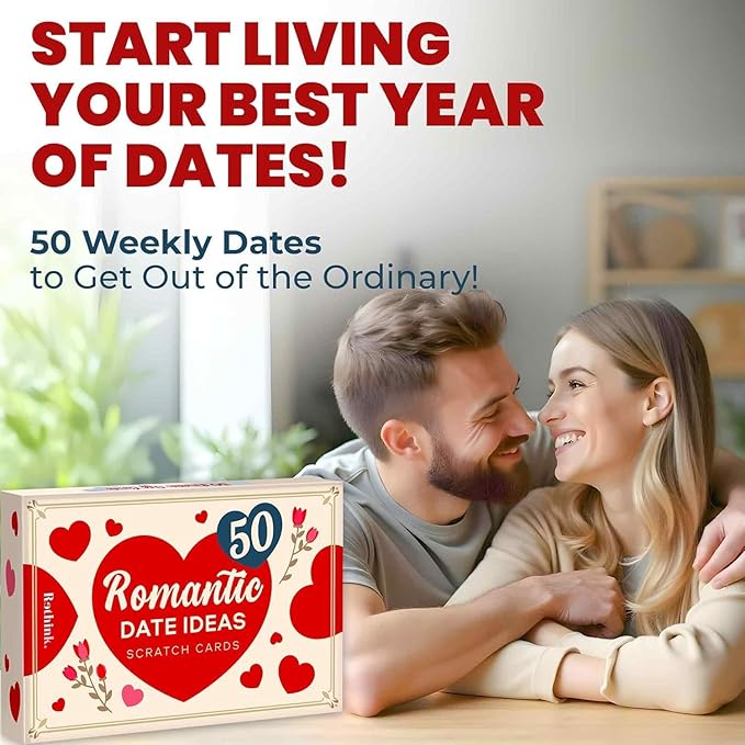 QUOKKA 50 Romantic Date Ideas – Scratch-Off Cards for People – Unique Game to Strengthen Connection, Spark Fun, and Make Every Week a Romantic Adventure (Set1)