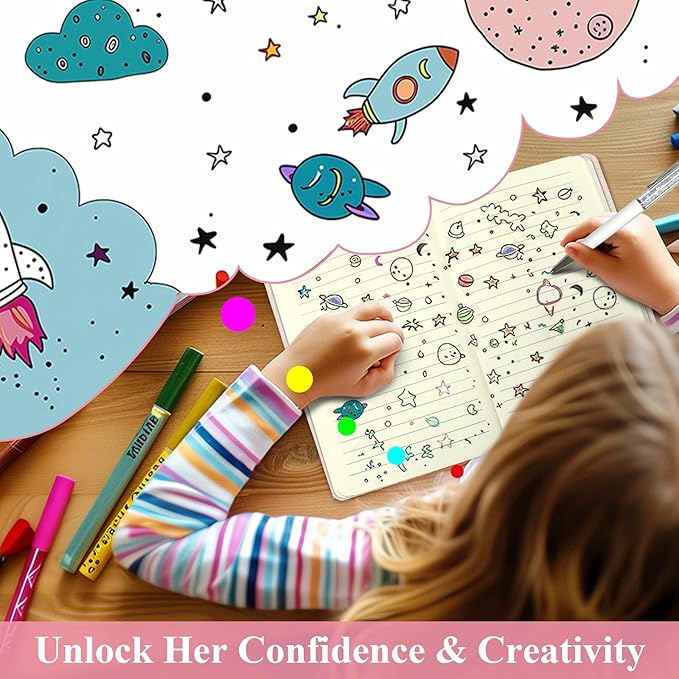 Feather Journal for Girls - Gift for Teens, Kids - Diary with Pen & Magnetic Closure, 192 Pages for Writing, 5.3"x7.5" Hardcover Lined Notebook