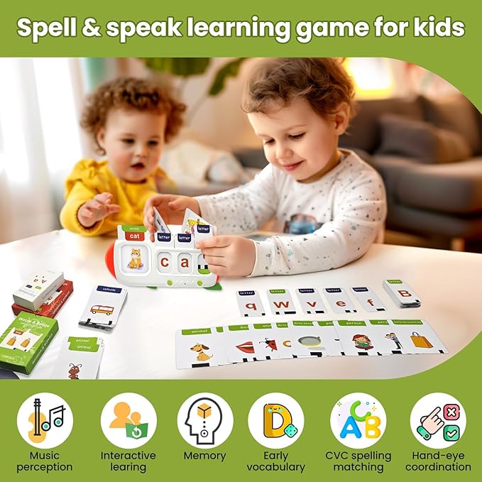 Talking Flash Cards for Toddlers : Montessori Toys Autism Toy,Alphabet CVC Word Speak and Spell,Preschool Learning 107 Sight Words ABC Therapy Toys for Toddlers & Preschoolers 2-8 Years Old