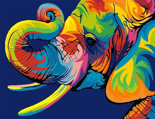 Komking DIY Acrylic Painting Paint by Numbers Kit for Kids & Adults Beginner, Colorful Animals Painting on Canvas 16x20inch - Colorful Elephant