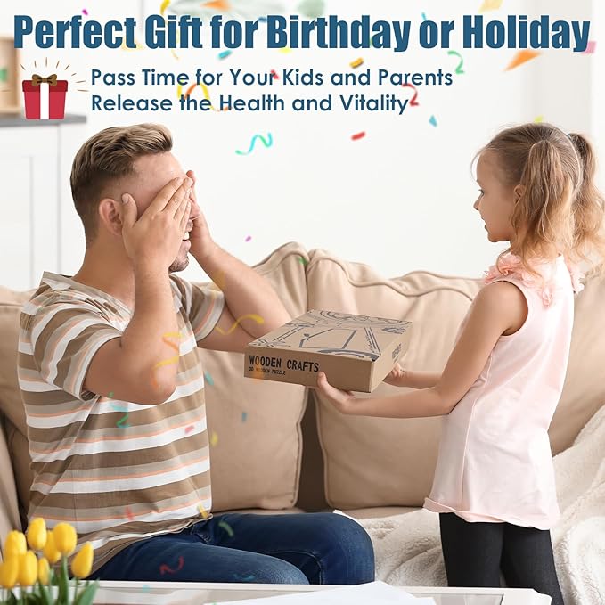 3D Wooden Puzzles for Adults, 242 PCS 3D Puzzles for Adults- Brain Teaser Wooden Puzzles for Father/Son, Gifts for Fathe/Son, Decompression 3D Puzzle Wood Models Kits (1.Aircraft Carrier)