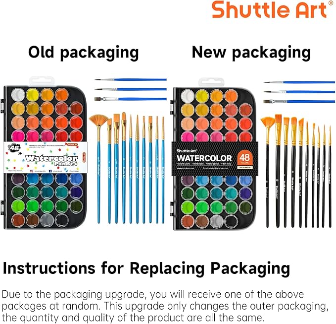 Shuttle Art 58 Pack Watercolor Paint Set, 48 Colors Watercolor Pan with 10 Paint Brushes for Beginners, Artists, Kids & Adults to Water Color Paint, Bullet Journal, Calligraphy Practice