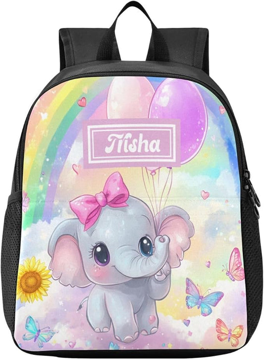 Elephant Cute Rainbow Toddler Backpack for Boys Girls 3-6 Small Travel Backpacks for Kids Preschool Bookbag for Elementary Kindergarten for Travel School