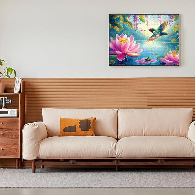 300 Piece Puzzles for Adults, Humbird Flower Lake Jigsaw Puzzle for Adults Kids Seniors, Recycled Cardboard Large Piece Puzzle 300 Piece, Challenging Game Family Activity Great Gift for Friends