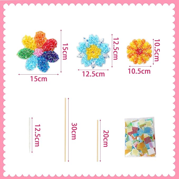 Fennoral 24 Pack Flower Poke in Art for Kids Make You Own Flower Bouquet Craft Kit DIY Poke EVA Foam Craft for Girls Boys for Classroom Art Activity Spring Summer Decoration Birthday Gift