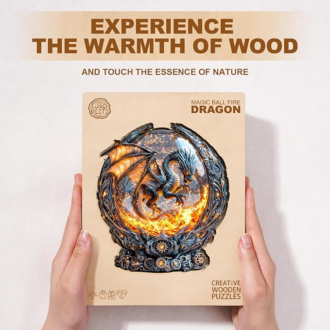 Jigfoxy Wooden Puzzle for Adults, Dragon Jigsaw Puzzles for Adult, Unique Animal Shape Wood Cut Puzzles, Christmas Thanksgiving Gifts for Friends Family (S-8.5 * 7.8in-95pcs)