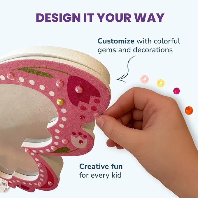 DIY Butterfly Space Mirror Light - 2 in 1 Mirror & Space Tunnel Effect with LED Lamps - Perfect Science Kids Arts and Craft Activity Kit for Girls 7-12 Years Old - Foam Craft with Gem Art Decorations