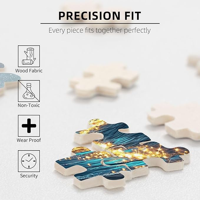 Seaside Moon Puzzles 500 Pieces ，Beach Puzzles for Adults，Ocean Beach Theme Jigsaw Puzzles，Seaside Puzzle 500 Pieces，Educational Toys Challenging Fun Games for Family and Friends
