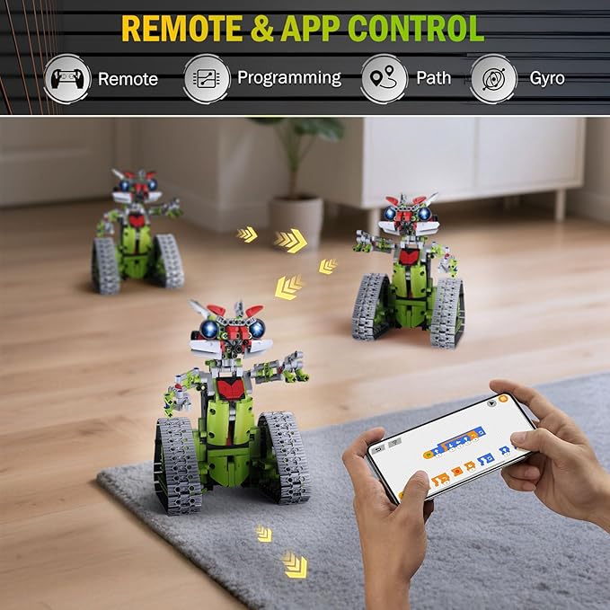 5 in 1 STEM Robot Building Kit with APP Remote Control, 705 PCS Engineering Robot Toys for Kids Age 8-16, Science Coding RC Robotics Kit Birthday Gifts for Boys Girls 6 7 8 9 10 11 12