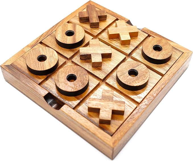 BSIRI Extra Large Tic Tac Toe Board Games - Ideal for Kids Games, Family Games and Game Night for Adults, Farmhouse Decor for Coffee Table Decor, Unique Gifts for All Occasion (8.6 Inch)