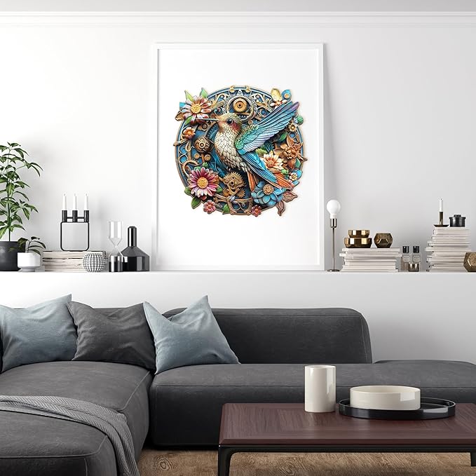 Wooden Puzzles for Adults, Wooden Jigsaw Puzzles for Adults Kids, Graceful Hummingbird-2 Unique Shaped Wood Puzzles Adult, Creative Birthday Gifts for Friends Family Game (13.4 * 13in 290pcs)