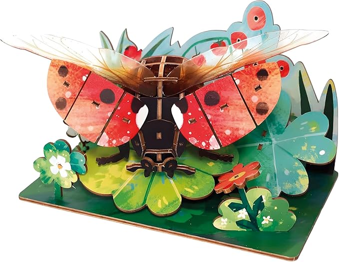 3D Wooden Puzzles for Adults, Garden Insects Collection, Educational DIY, Ladybug, Bees and Dynastes Models (Ladybug)