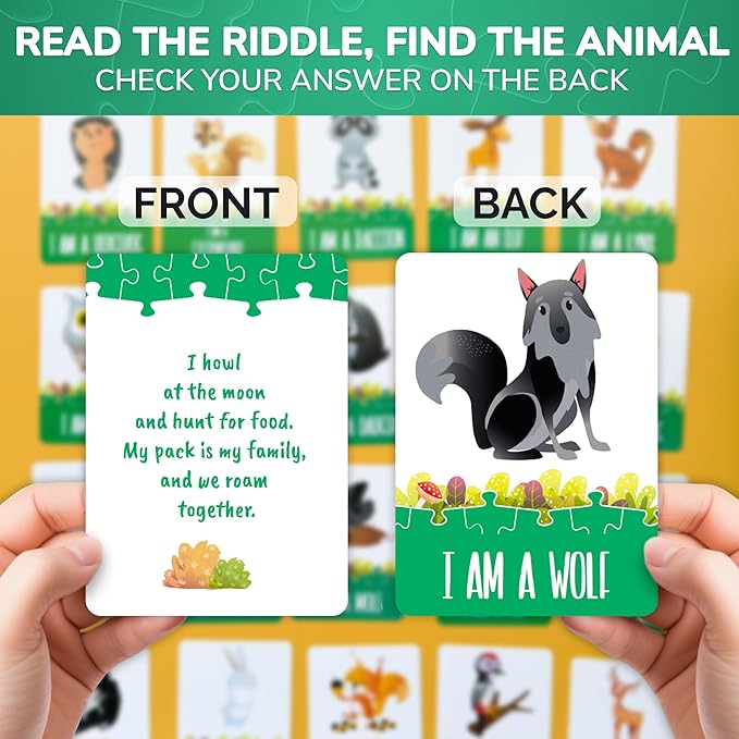 QUOKKA Search and Find Puzzles for Kids Ages 4-6 - Riddle Kids Puzzles 6-8 Years Old - 70 Unique Pcs - 20 Illustrated Guessing Cards - Engaging Children Themes - Forest Puzzle Gift for Toddlers 3-5