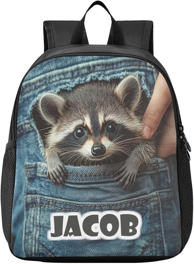 Raccoon Cute Toddler Backpack for Boys Girls 3-6 Small Travel Backpacks for Kids Preschool Bookbag for Elementary Kindergarten for School