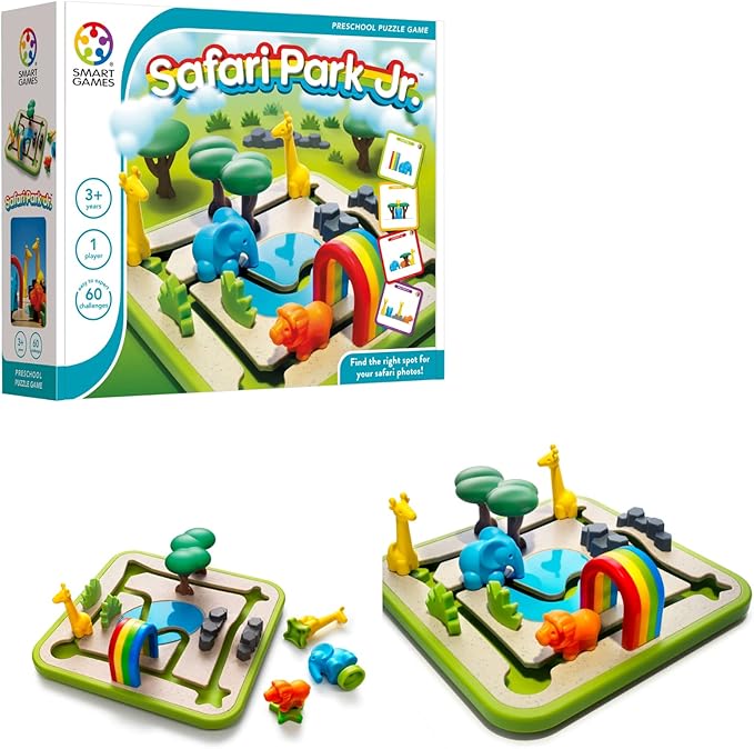 SmartGames Safari Park Jr. Preschool Puzzle Game with 60 Challenges for Ages 3 and Up