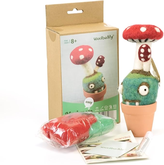 Woolbuddy Needle Felting Kit, Mushroom Monster Craft for Beginner Adults, Includes Supplies and Instructions, Creative Design for Unique DIY Projects