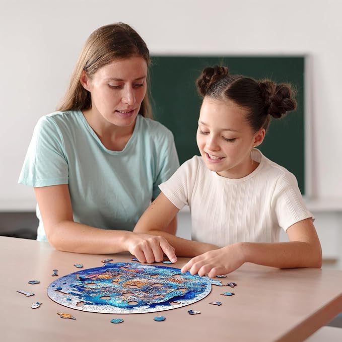 Jigfoxy Wooden Puzzles for Adults, Lunar Base Wood Puzzles Adult, Unique Animal Shape Wooden Jigsaw Puzzles for Adults, Birthday Gifts for Puzzle Lovers, Family, Friend (M-11.2 * 11.3in-187pcs)