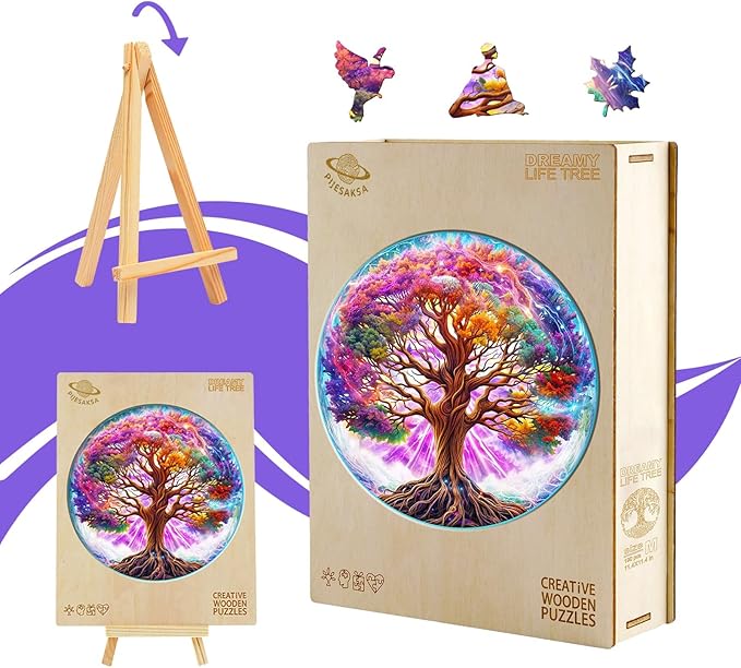 Wooden Puzzles for Adults - Dreamy Tree of Life Wooden Puzzle, Unique Shape Wood Jigsaw Puzzles for Adults, Wood Puzzles Adult, Perfect for Birthday, Family Puzzle, 190 Piece 11.4 x 11.4in Medium