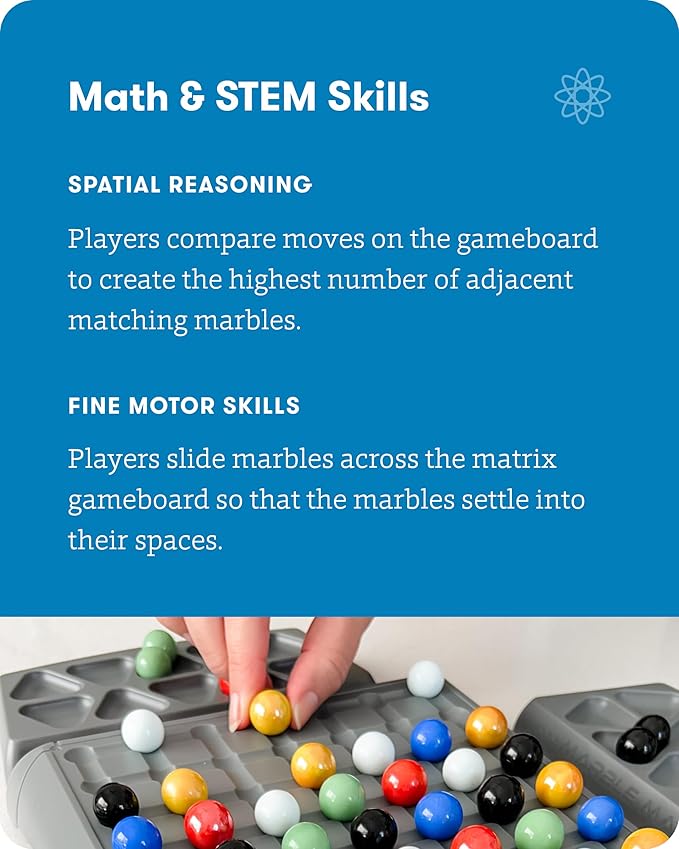 SimplyFun Marble Matrix - Educational Game to Practice Spatial Reasoning and Fine Motor Skills - Engaging Strategy Game for Kids Ages 7 & Up - 2 to 4 Players