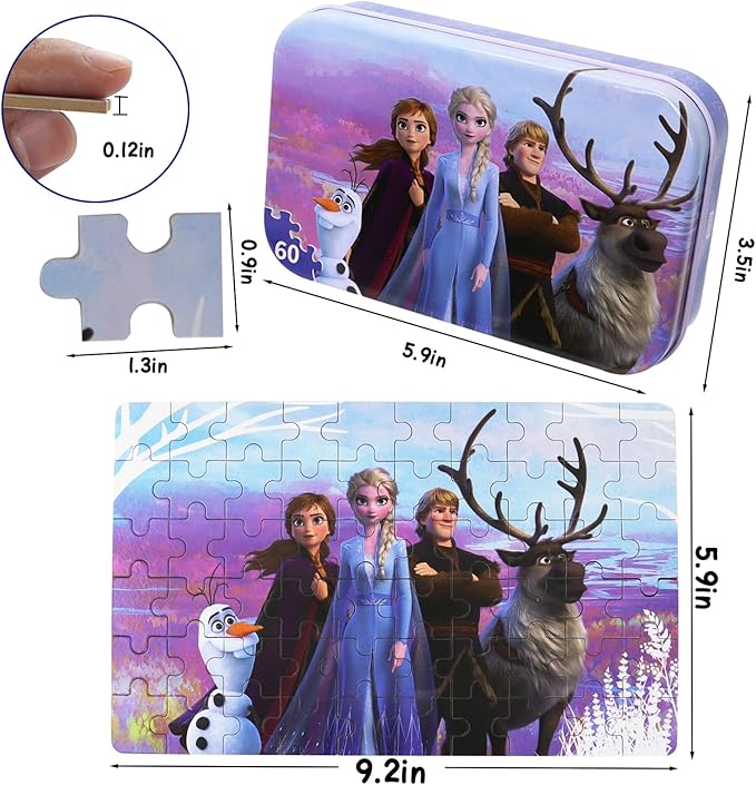 Princess Puzzles for Kids Ages 4-8 60 Pieces - Jigsaw Puzzle for Girls and Boys in Metal Box - Educational Toys for Ages 3-5 (Princess 0680)
