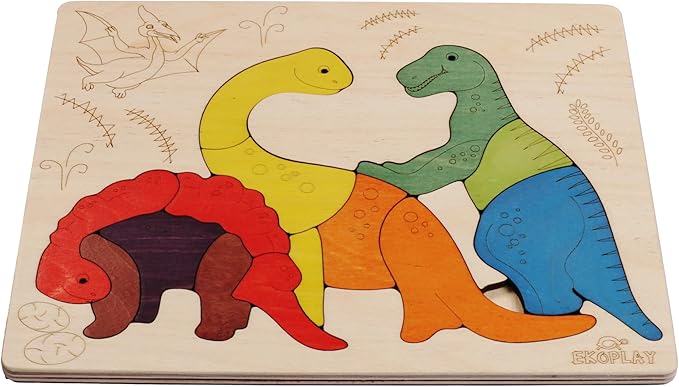 Jurassic Wooden Puzzle | 15 Pieces Jigsaw Puzzle | Dinosaurs for Kids 3 Years and Above