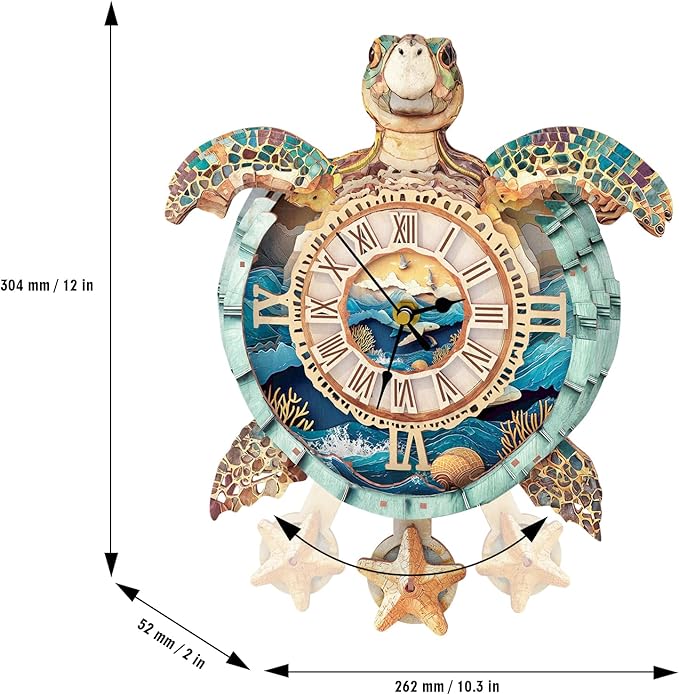 3D Puzzles for Adults Clock-Turtle Design Model Kit-Mechanical DIY Pendulum Clock with Roman Numerals-Desk Home Office Decor Personalized Gift for DIY Lovers