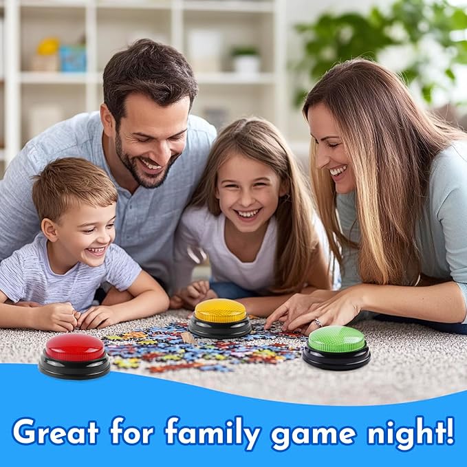 Buzzers for Trivia Games, Family Feud Buzzers for Adults, Game Buzzers with Lights and Sound, Answer Buzzers for Classroom, Perfect for Family Game and Trivia Nights