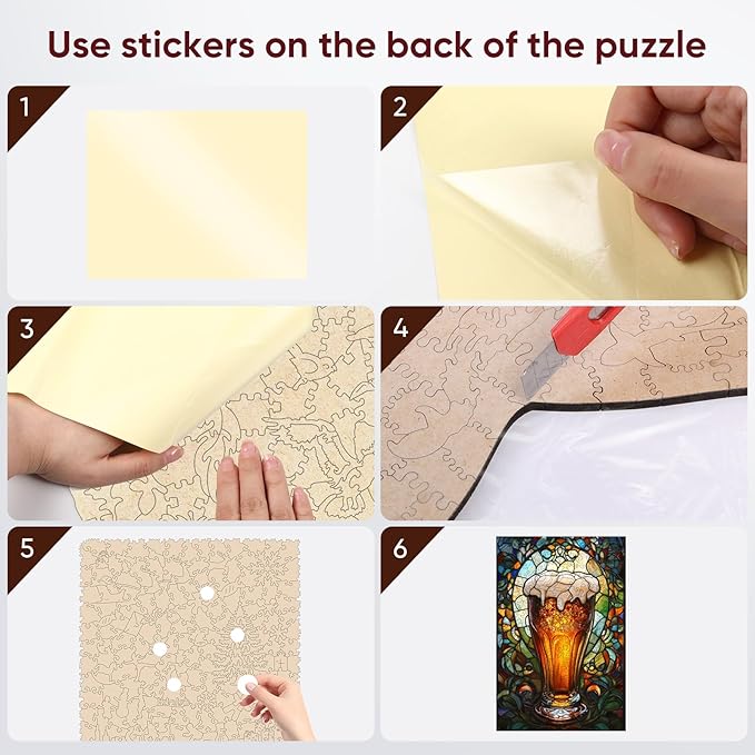 delobil Wooden Puzzles for Adults, 5MM Thick Beer Jigsaw Puzzle 200 Piece, Unique Shaped Wood Puzzle Birthday Gifts for Friends and Family Game10.9 * 7.3Inch